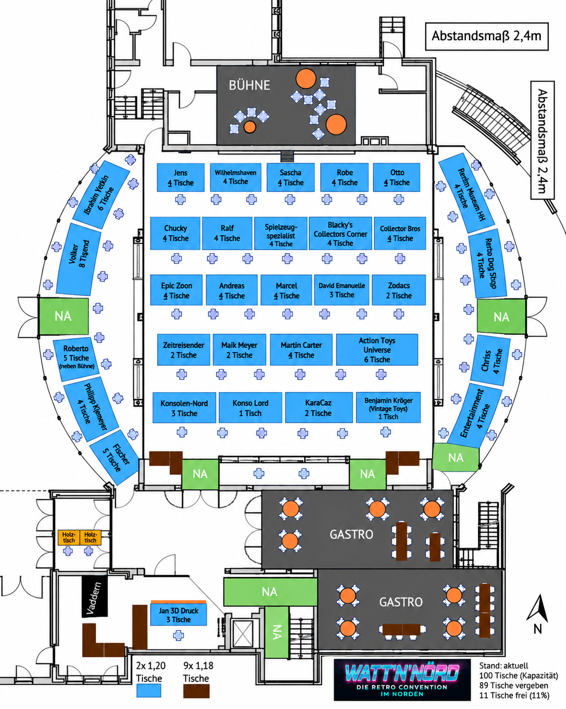 Vorläufiger aktueller Hallenplan als Boden der räumlichen Ansicht