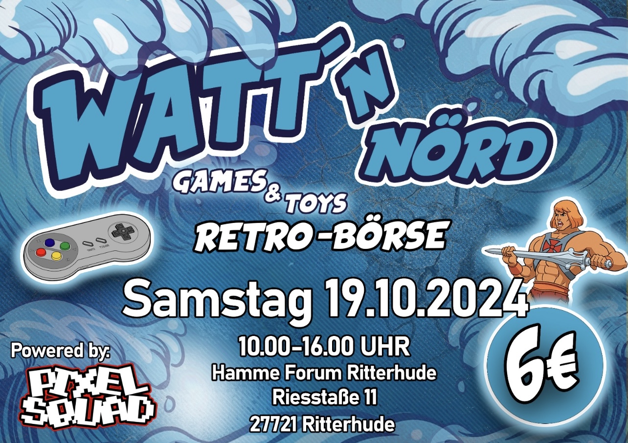 Blauer Flyer der ersten WATT’N’NÖRD am 19. Oktober 2024
